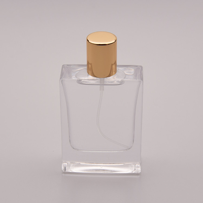 плоский стеклянный флакон духов 50ml с небольшой крышкой золота